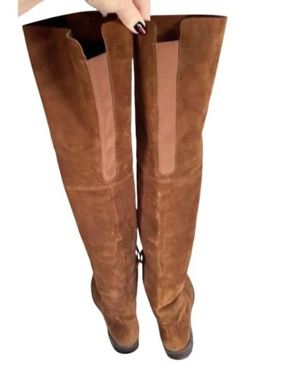 Stuart Weitzman Women's Sz 9 Hilo Brown Suede Over The Knee OTK Boots